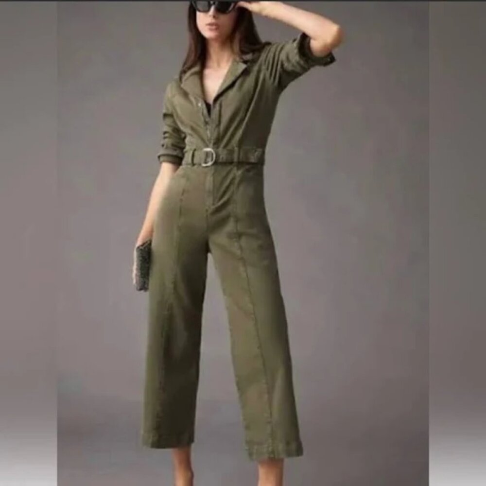 Jason Wu Long Sleeve Utility Jumpsuit in Army Green | Size S